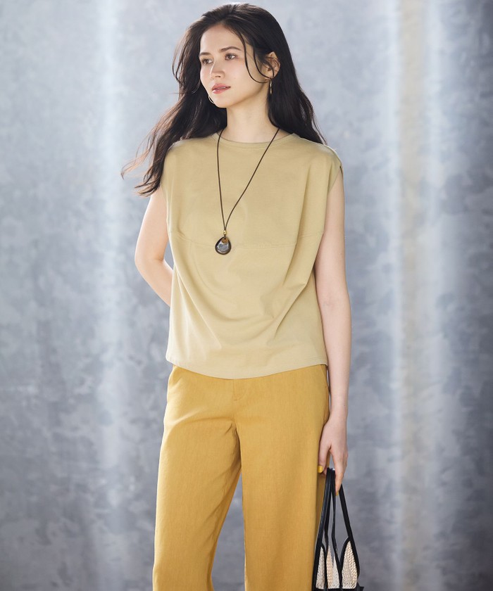 Oggi5月号掲載/洗える】リネンレーヨンストレッチ ワイド パンツ