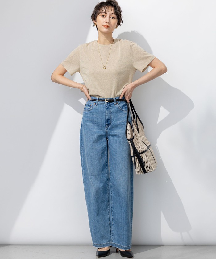 【洗える】ラメジャージ TEE 23区 tシャツ 「洗える」ラメジャージ TEE レディース