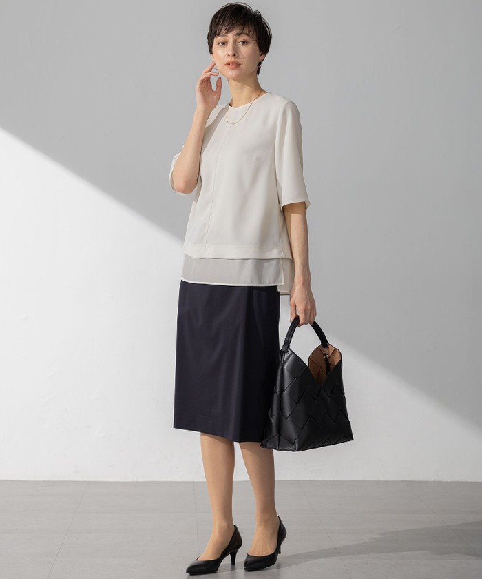 吸水速乾/UVカット/接触冷感】ストレッチジョーゼット シアーコンビ