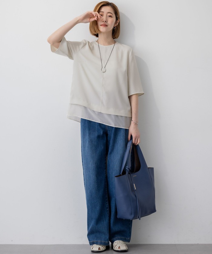 今期【吸水速乾、接触冷感】ストレッチジョーゼット シアーコンビ カットソー trim_ofcrs_item23266bea15ea11f