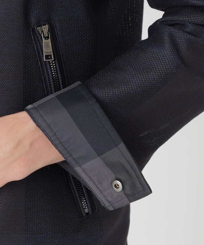 シャドークレストブリッジチェックカラミライダースブルゾン