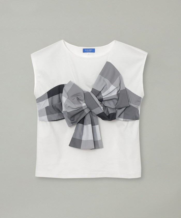 コンパクトスーピマスムースチェックリボンTシャツ コンパクトピマスムースチェックリボンTシャツ(508035679)｜阪急百貨店