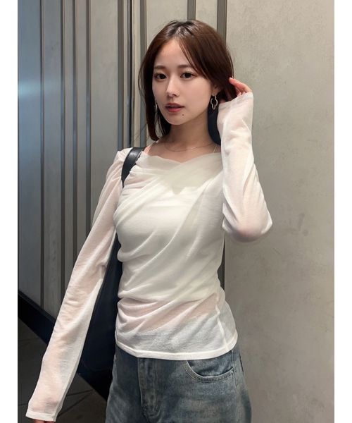 FRAY ID シアードレープカットソー ホワイト フレイアイディー　新品 FRAY I.D 2025 Summer Collection 🫧 #シアードレープカットソー