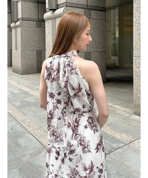 関税込☆セザンヌ ホルターネック バッククロス 花柄 ワンピ−ス ホルターネックギャザーフラワーワンピース(508090964)|阪急