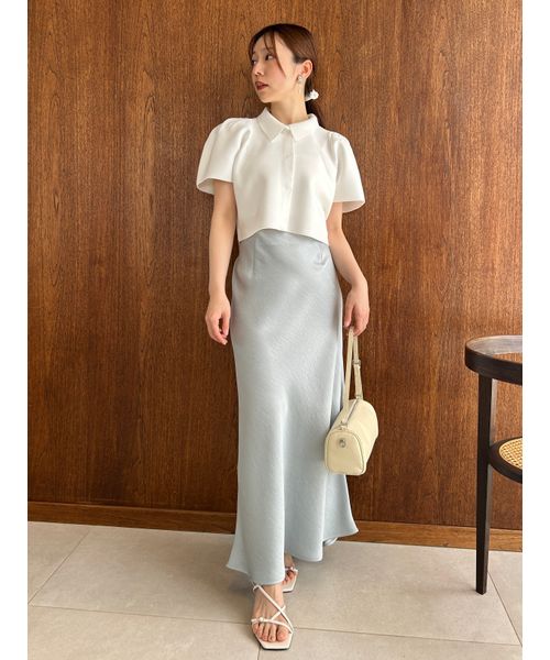 FRAY I.Dサテンナロースカート／接触冷感 スリットサテンナロー