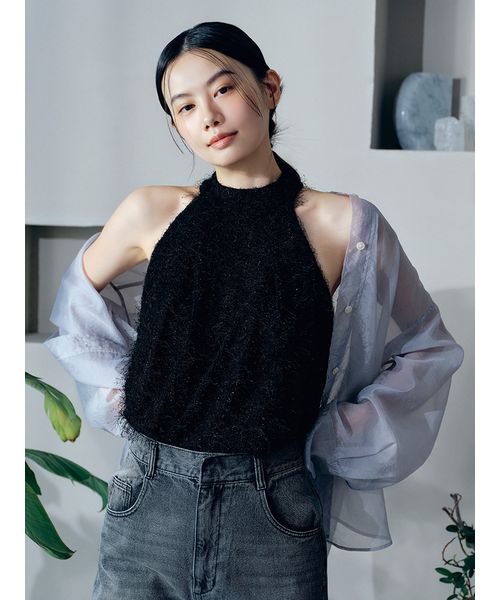 新品タグ付 フレイアイディー フリンジジャガードホルタートップス フリンジジャガードホルタートップス(508091073)｜阪急百貨店