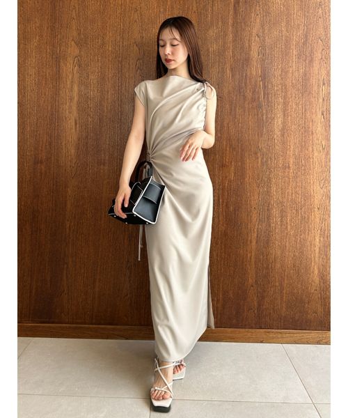 【alice McCALL】ドット柄ワンピース ギャザー&ドローストリング ドットギャザーワンピース （ロング・マキシ丈ワンピース