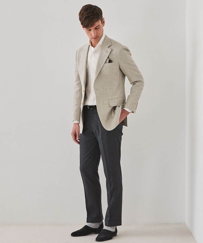 DORMEUIL】ドーメル HEXAGON リネン ジャケット_ベージュ(508109468