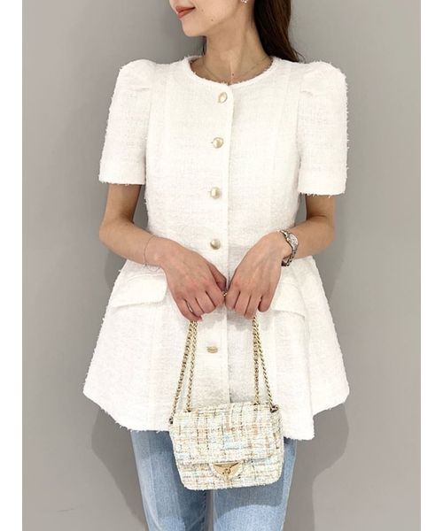 CELFORD☆ ファンシーツイードペプラムジャケット ファンシーツイードペプラムジャケット（ノーカラージャケット