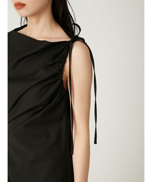 ドローストリングギャザードレープワンピース／ウォッシャブル