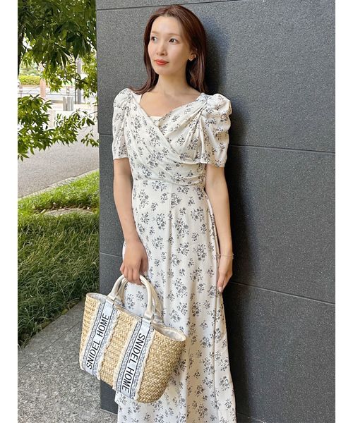 [snidel00サイズ新品]レーヨンカシュクールプリントワンピース セール】【00サイズあり】レーヨンカシュクールプリント