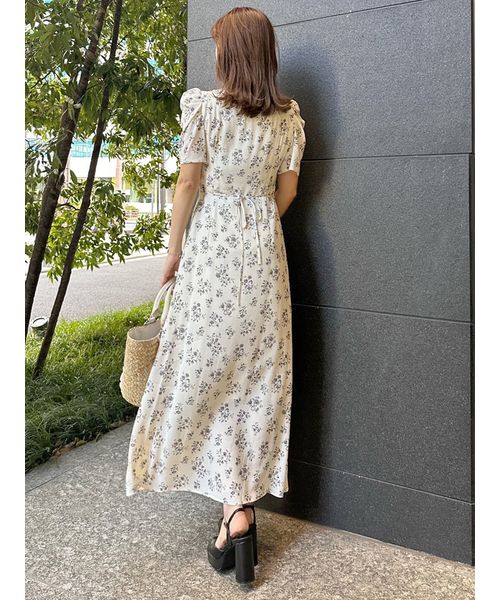 00サイズあり】レーヨンカシュクールプリントワンピース