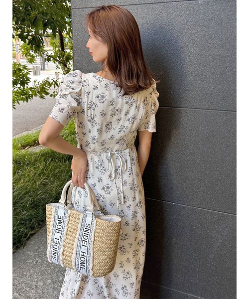 [snidel00サイズ新品]レーヨンカシュクールプリントワンピース セール】【00サイズあり】レーヨンカシュクールプリント