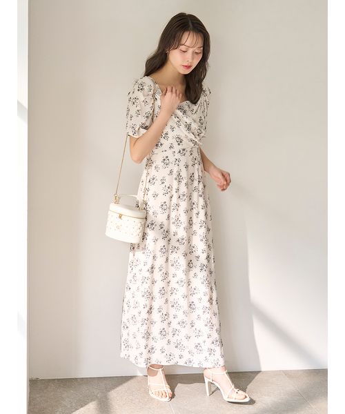 スナイデル　レーヨンカシュクールプリントワンピース 00サイズあり】レーヨンカシュクールプリントワンピース（マキシ