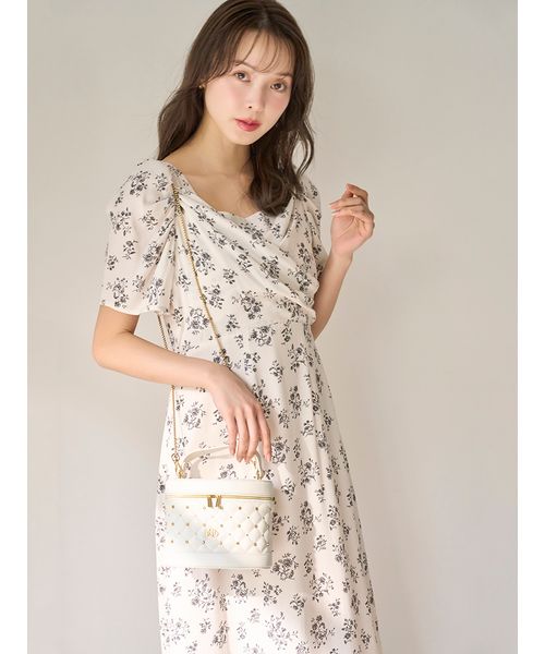 00サイズあり】レーヨンカシュクールプリントワンピース