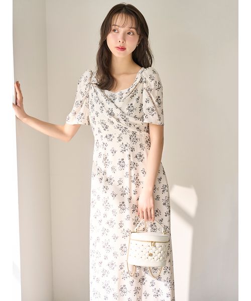 00サイズあり】レーヨンカシュクールプリントワンピース