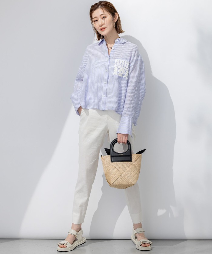 【洗える】LIBECO クロップド シャツ 洗える】LIBECO クロップド シャツ(508129908)｜阪急百貨店公式