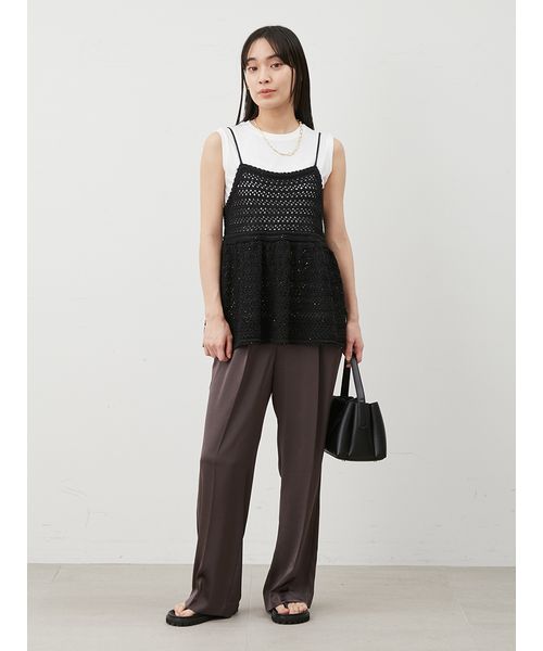【ウォッシャブル】クロシェニットキャミ×ノースリトップス ウォッシャブル】クロシェニットキャミ×ノースリトップス