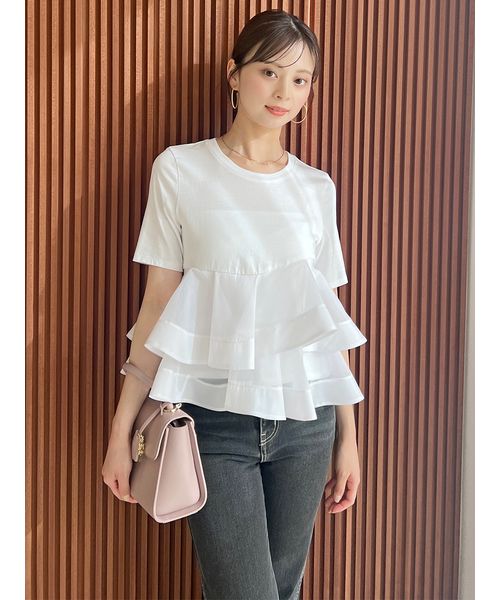 【SNIDEL】異素材ペプラムTシャツ　パープル 異素材ペプラムTシャツ(508140819)｜阪急百貨店公式通販サイト