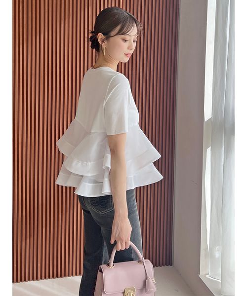 SNIDEL 異素材ペプラムTシャツ 異素材ペプラムTシャツ(Tシャツ・カットソー)｜トップス｜SNIDEL
