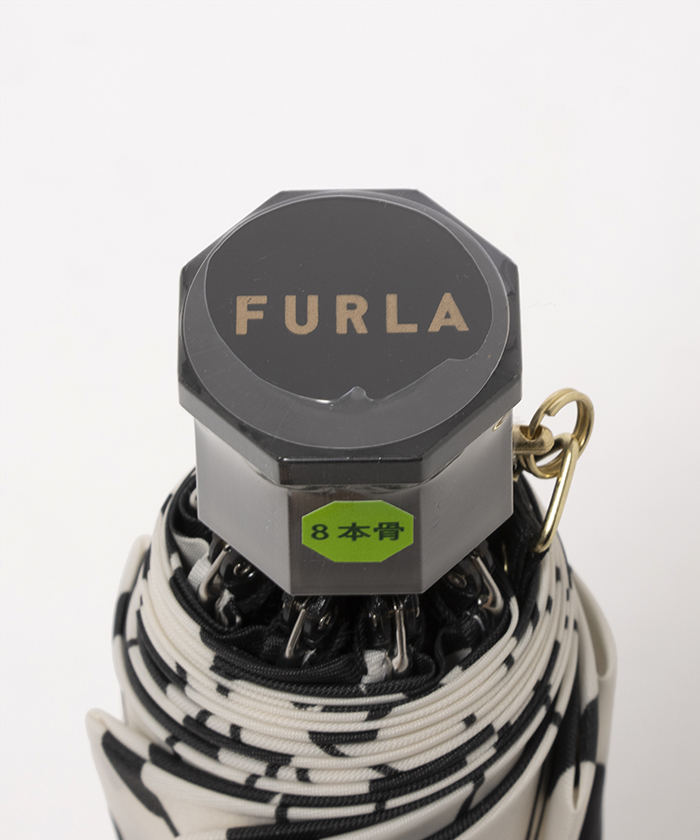 【印象的】FURLAフルラ 折りたたみ傘 カメリア 白黒 折りたたみ雨傘】フルラ (FURLA) カメリア UV（折りたたみ傘