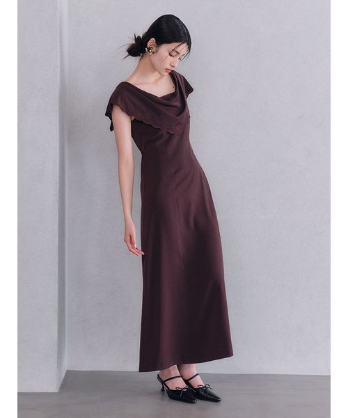 リリーブラウン　エンブロイダリードレープドレス　ワンピース LILY BROWN｜エンブロイダリードレープドレス | Rakuten Fashion