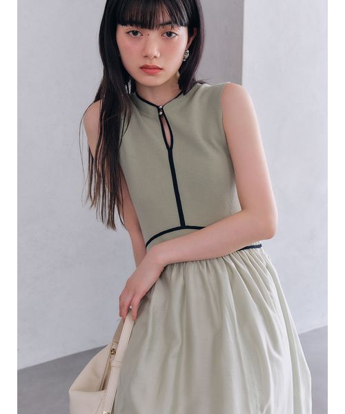 WEB限定00サイズ】ラインニットドッキングワンピース(508153816