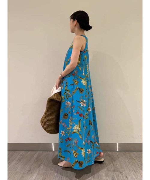 【試着のみ】ボタニカルプリントソリッドワンピース WEB限定サイズ】ボタニカルプリントソリッドワンピース