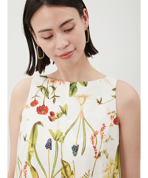 【9/1限定セール】＊試着のみ＊ボタニカルプリントソリッドワンピース WEB限定サイズ】ボタニカルプリントソリッドワンピース