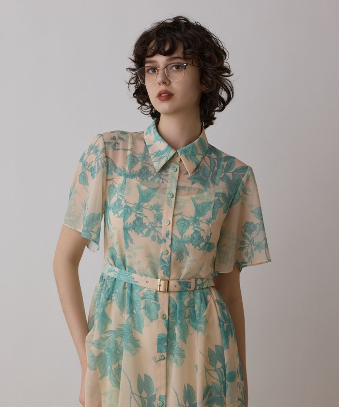 新品タグ付　グレースコンチネンタル　シャドーフラワープリントワンピース シャドーフラワープリントワンピース / GRACE CONTINENTAL