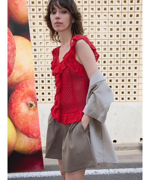 バイカラーフリルメッシュプルオーバー(508159800)｜阪急百貨店