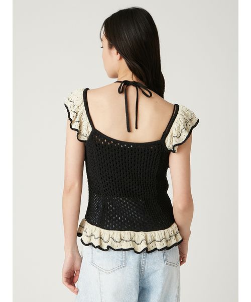 新品未使用FRAY I.D バイカラーフリルメッシュプルオーバー バイカラーフリルメッシュプルオーバー(508159800)｜阪急百貨店