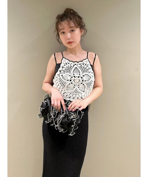 lily brown クロシェビスチェドッキングニットワンピース PNK リリーブラウン LILY BROWN クロシェビスチェドッキングニット