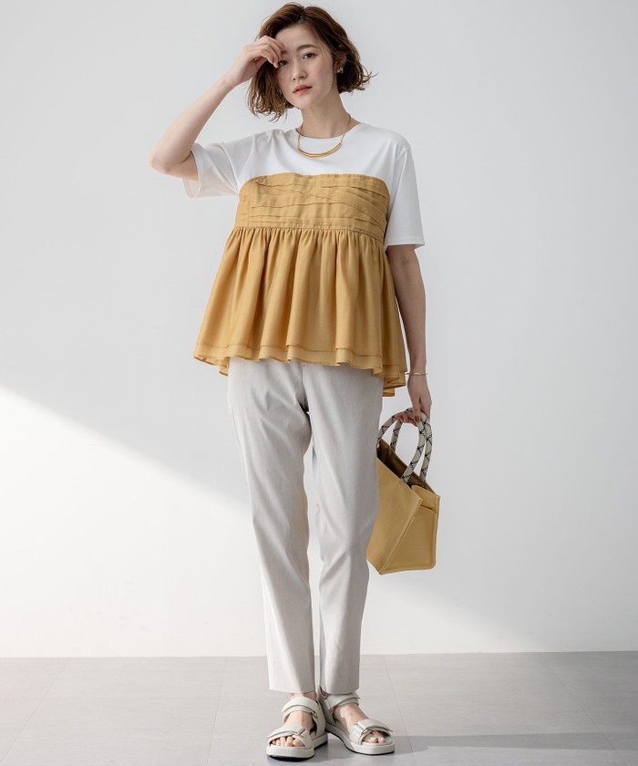 WEB&一部店舗限定カラーあり】オーガンジービスチェコンビ カットソー