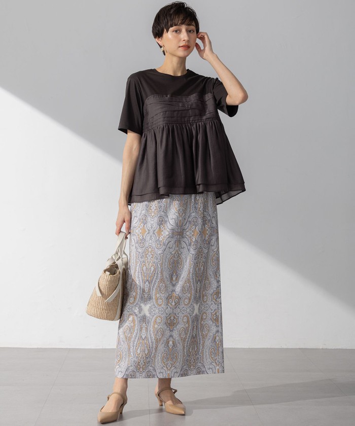 WEB&一部店舗限定カラーあり】オーガンジービスチェコンビ カットソー