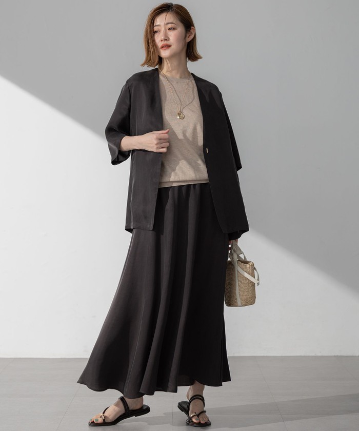 接触冷感性/洗える】フィブリルツイル ハーフスリーブ ジャケット