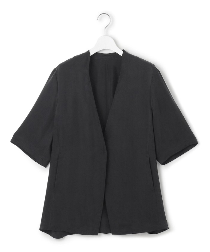 接触冷感性/洗える】フィブリルツイル ハーフスリーブ ジャケット