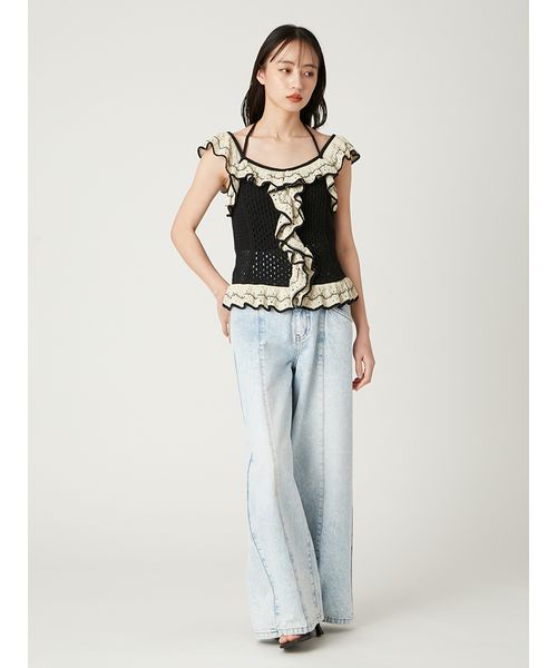 新品未使用FRAY I.D バイカラーフリルメッシュプルオーバー バイカラーフリルメッシュプルオーバー(508159800)｜阪急百貨店