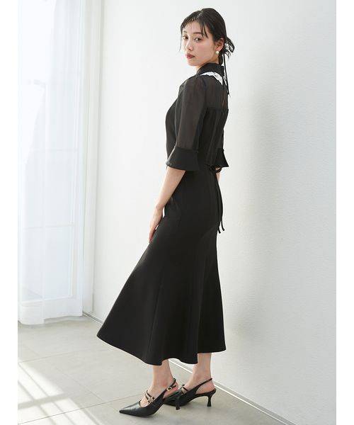 snidel ダブルカラーマーメイドドレス BLACK SNIDEL スナイデル ダブルカラーマーメイドドレス ブラック/M｜結婚式