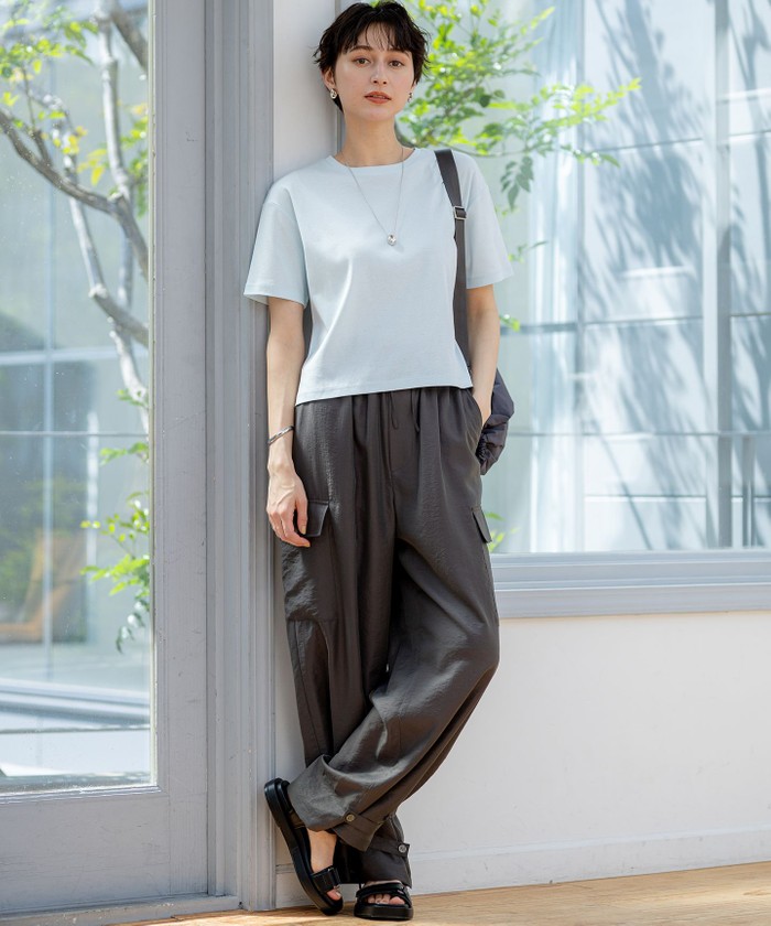 速乾性/汗じみ防止】半袖 クロップド IT Tシャツ(508183430