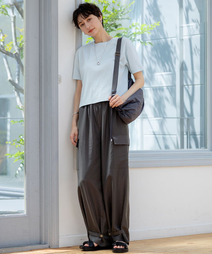 【速乾性/汗じみ防止】半袖 クロップド IT Tシャツ 速乾性/汗じみ防止】半袖 クロップド IT Tシャツ / 23区