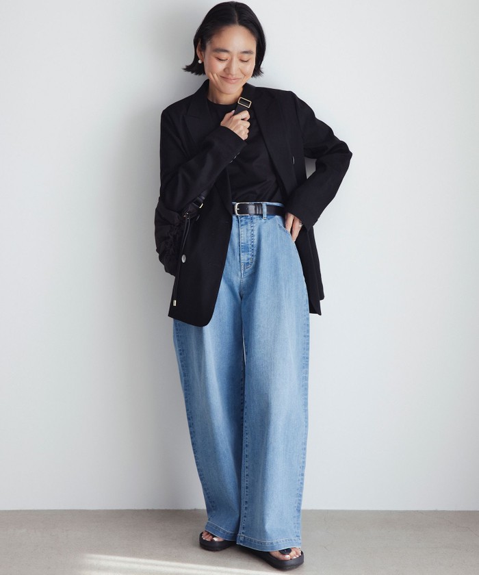 Oggi6月号掲載/接触冷感】23区DENIM サマー タック ワイド