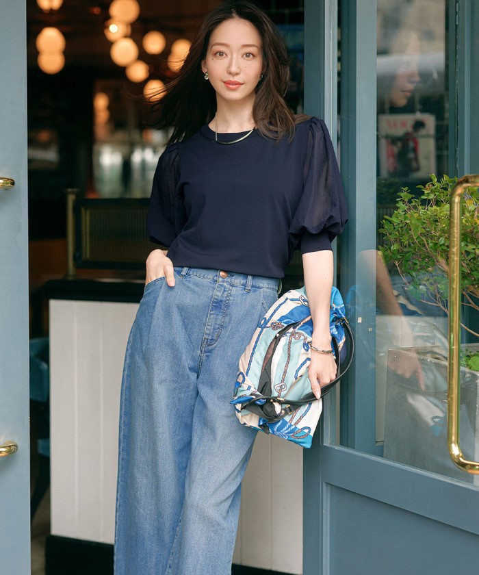 Oggi6月号掲載 23区 サマー タック ワイド デニムパンツ 接触冷感 30 23区｜【Oggi6月号掲載/接触冷感】23区DENIM サマー タック