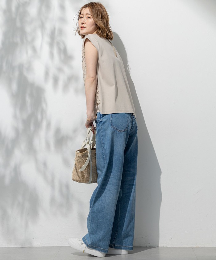 Oggi6月号掲載/接触冷感】23区DENIM サマー タック ワイド パンツ