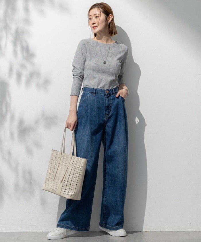 Oggi6月号掲載/接触冷感】23区DENIM サマー タック ワイド