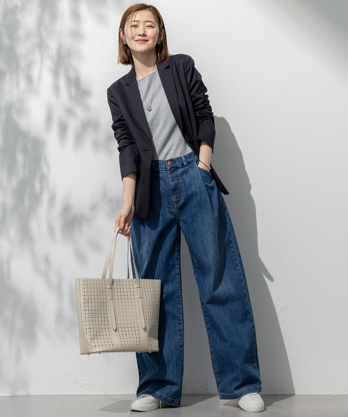 23区DENIM サマー タック ワイド パンツ Oggi6月号掲載/接触冷感】23区DENIM サマー タック ワイド