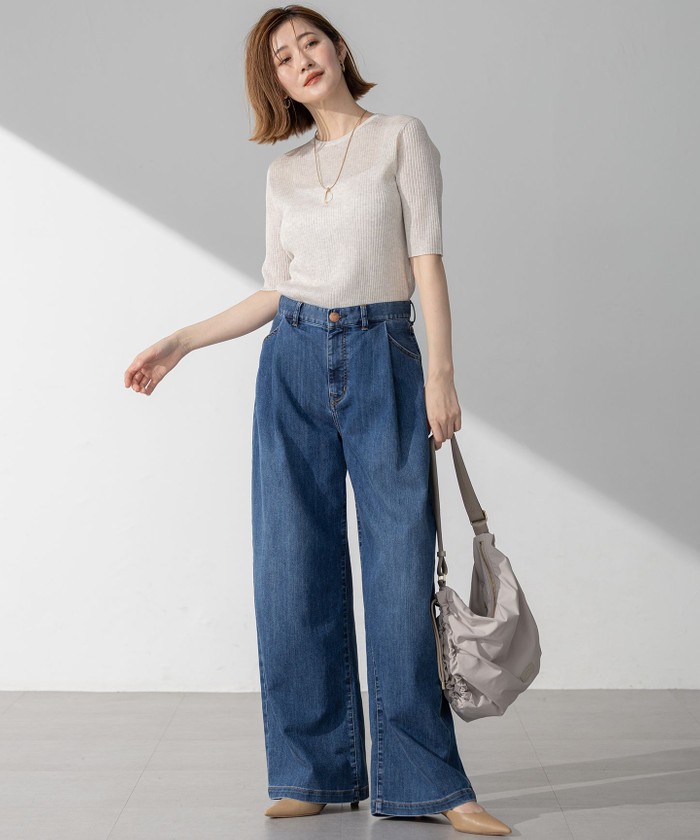 Oggi6月号掲載/接触冷感】23区DENIM サマー タック ワイド