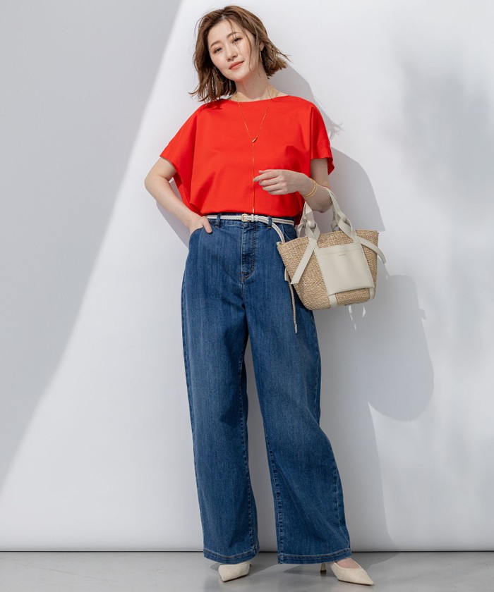 Oggi6月号掲載/接触冷感】23区DENIM サマー タック ワイド