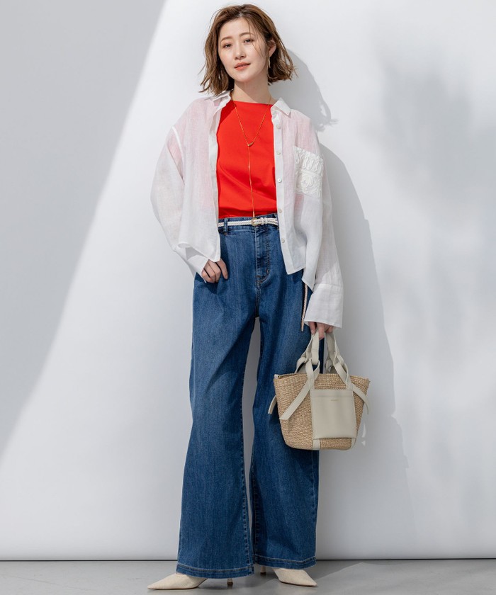 Oggi6月号掲載/接触冷感】23区DENIM サマー タック ワイド