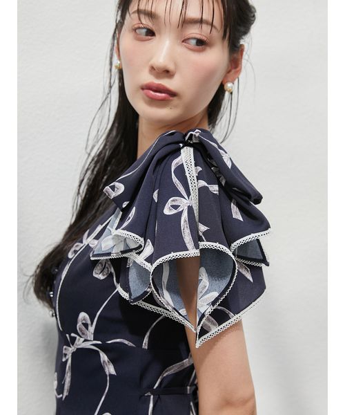 00サイズあり】Sustainableリボンプリントワンピース(508166671)｜阪急